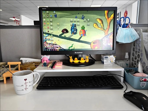 Rehausseur d'écran de bureau — support moniteur ergonomique avec rangement