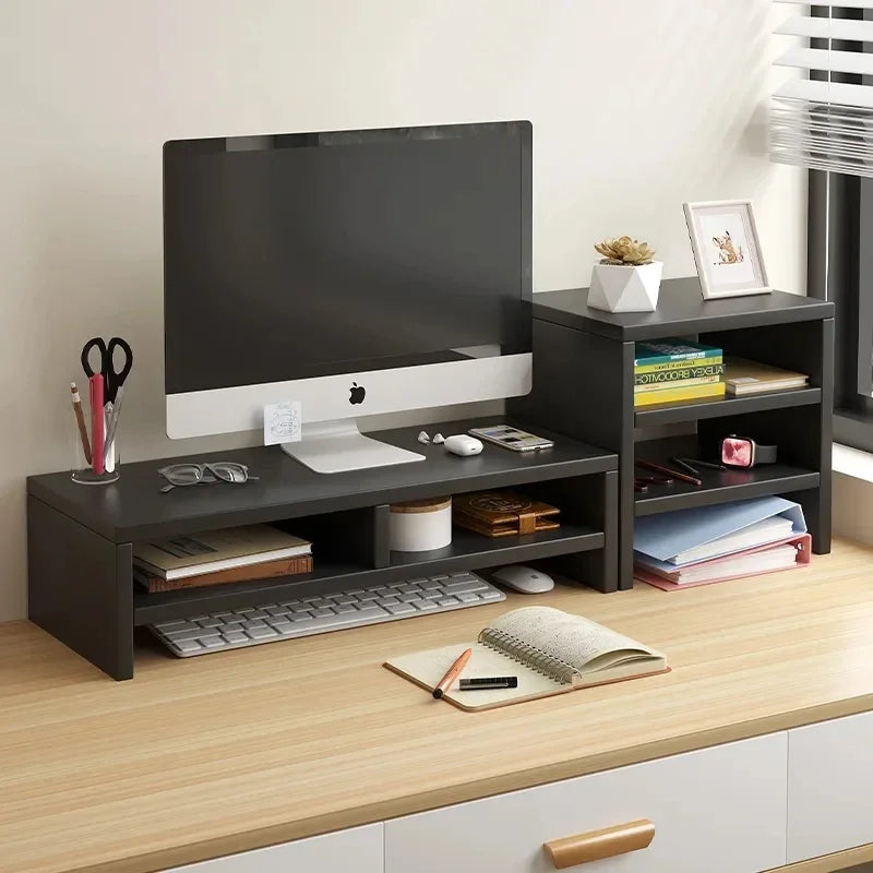 Rehausseur d'écran de bureau — support moniteur ergonomique avec rangement