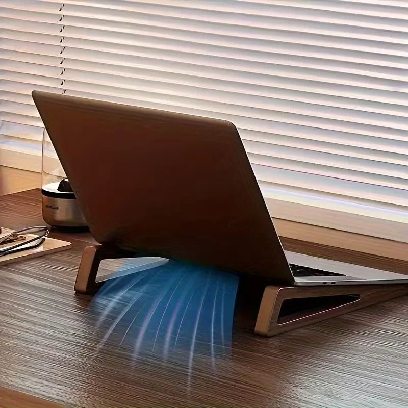 Support ordinateur portable pliable en bois — inclinaison 12°, compact et nomade