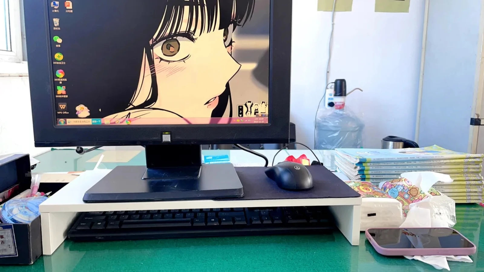 Rehausseur d'écran de bureau — support moniteur ergonomique avec rangement
