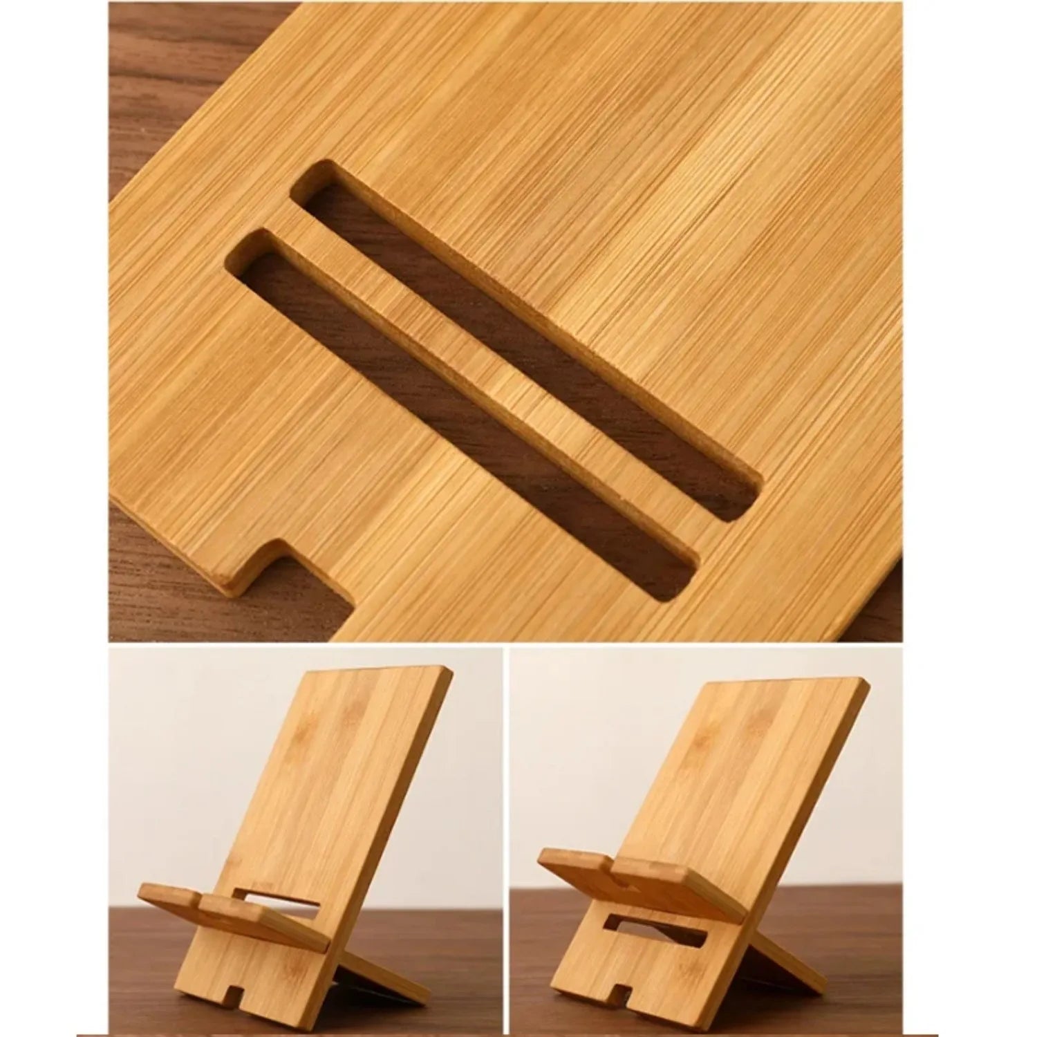 Support téléphone et tablette en bambou — bois véritable