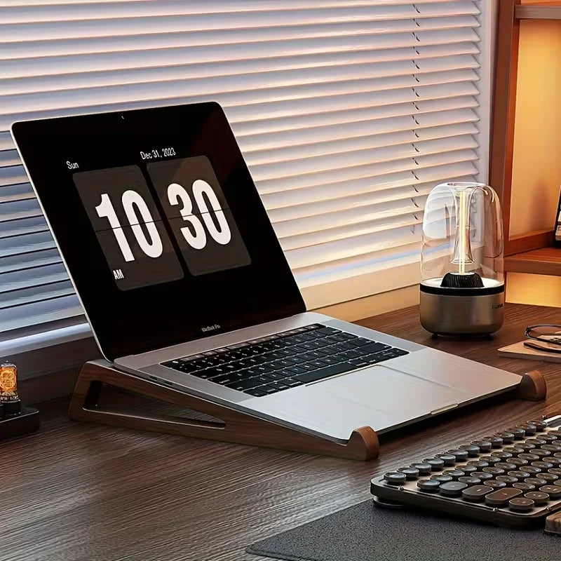 Support ordinateur portable pliable en bois — inclinaison 12°, compact et nomade
