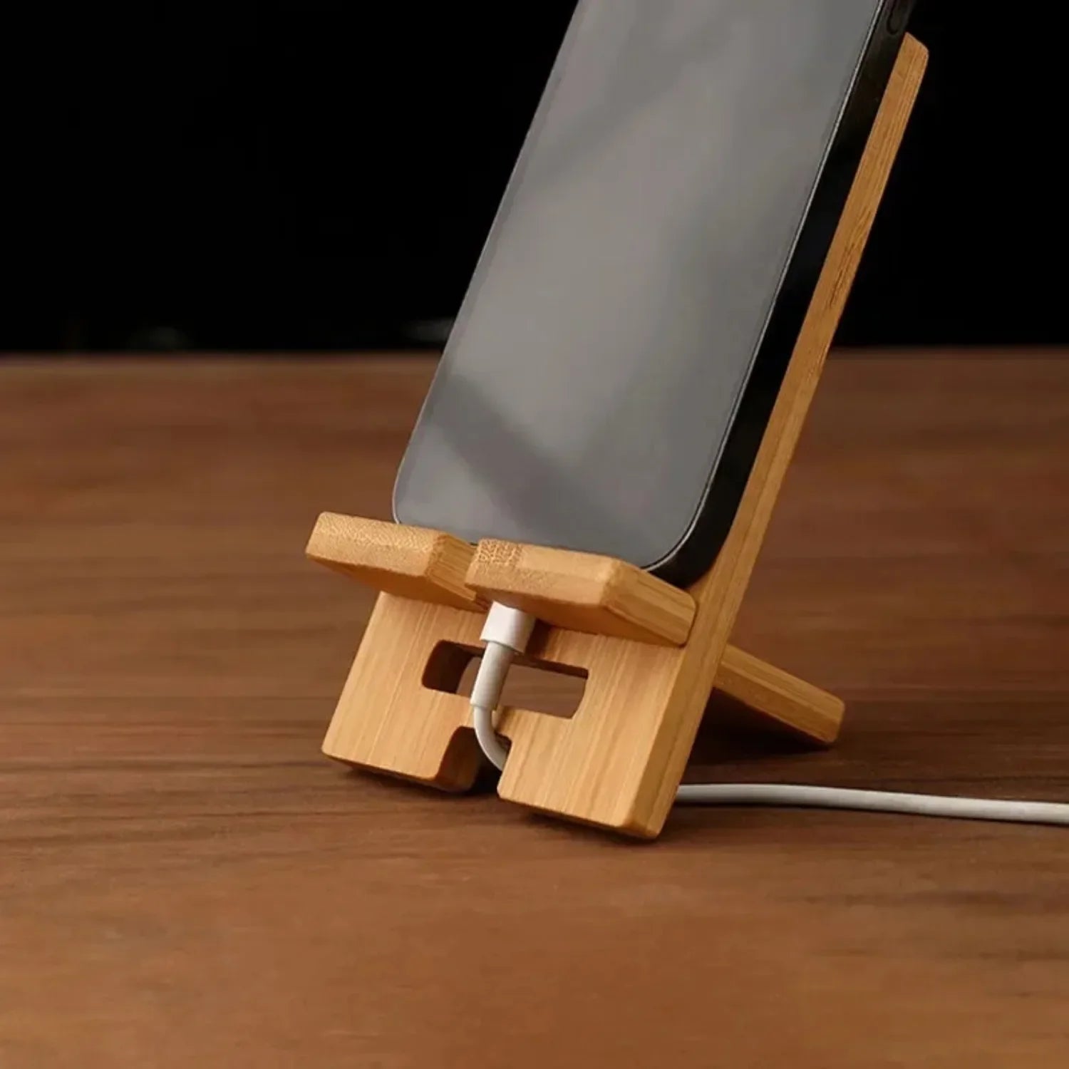 Support téléphone et tablette en bambou — bois véritable